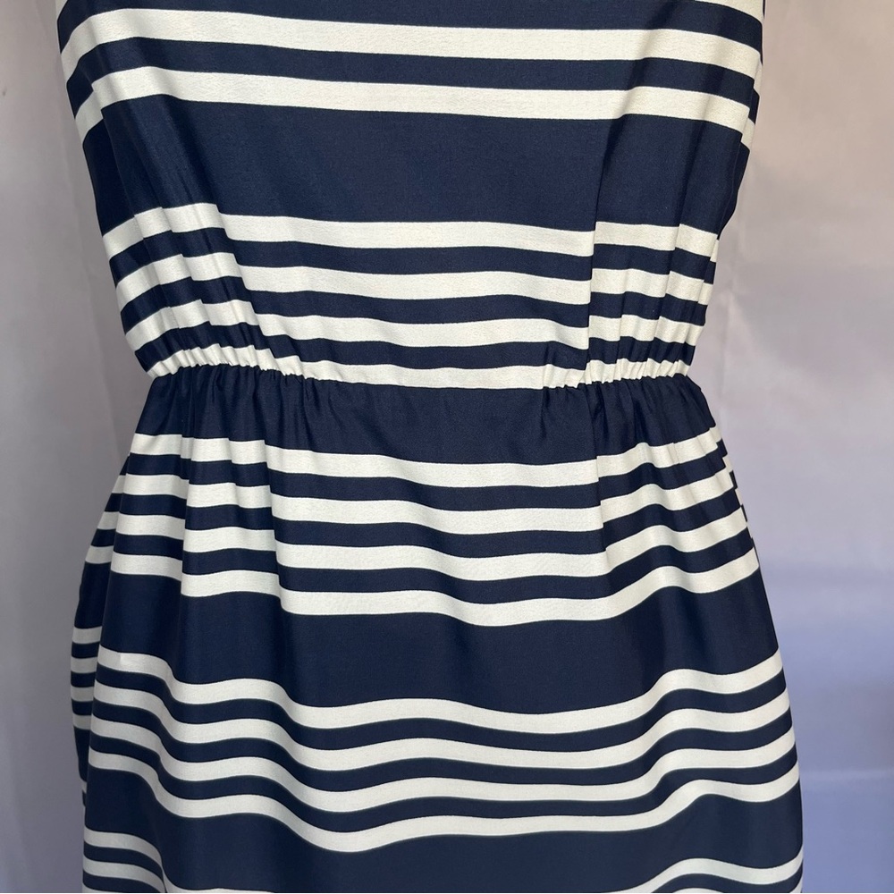 J. Crew Spaghetti Strap Striped Dress‎ Navy & White Size 8 - Picture 4 of 8